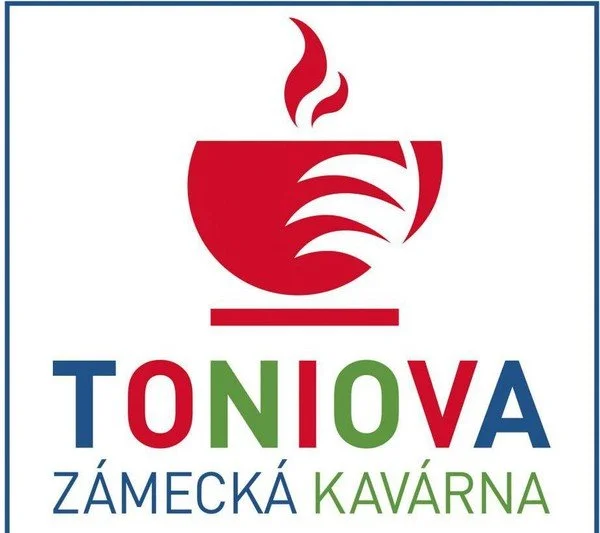 Logo Toniova zámecká kavárna s ilustrací šálku kávy